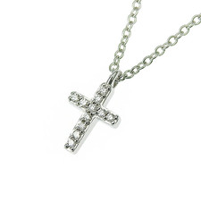 Tiffany  Co. Metro Cross Mini Diamond Necklace in 18K White Gold 750 KWG