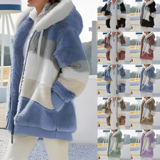 Damen Winterjacke Warm Teddyfell Flauschig Fleece Kapuze Mantel Kuschelig Neu