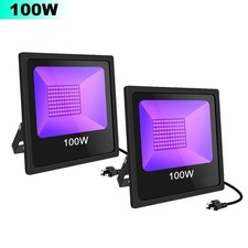 2Pack Halloween Black Flood Lights 100W LED UV Black Lights for Glow Party IP66