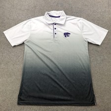 Kansas State Wildcats Shirt Mens Large White Gray NCAA Football Polo Gradient