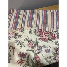 Vtg Rose Flower Fabric Shower Curtain Cottage...