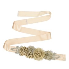 Bridal Waist Belt 102 Inch Satin Bridal Wedding Dress Belt Handmade, Light Khaki