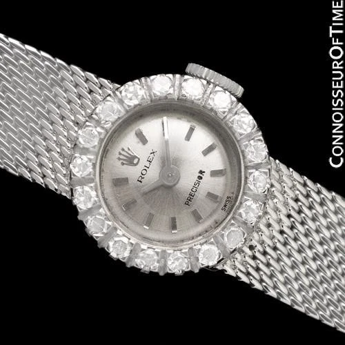 1960's ROLEX Ladies Vintage Cocktail Watch - 18K White Gold & Diamonds