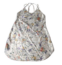 Vintage Barbizon Satin USA Made Slip Dress Fit Womens Size L White Floral