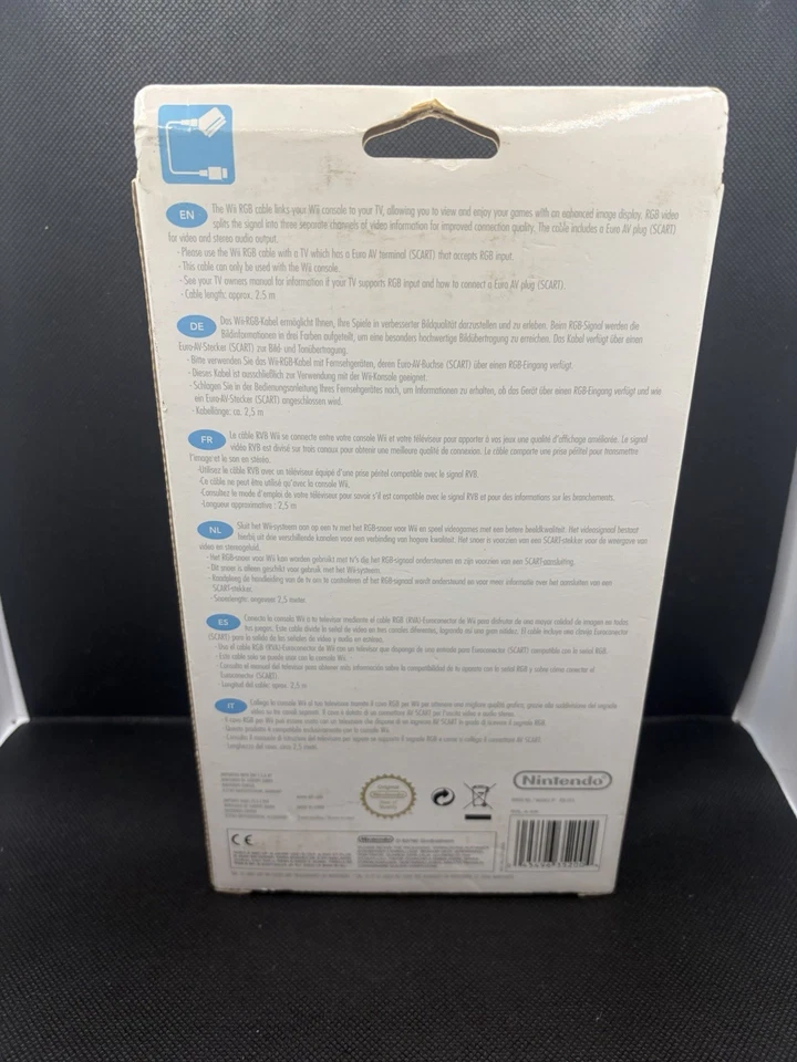 Nintendo Wii Official RGB Scart Tv Av Cable Boxed RVL-013 - Immagine 2 di 4