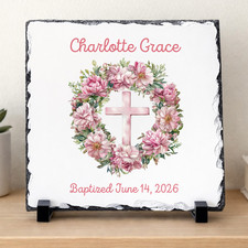 Personalized Baby Girl Baptism Slate Plaque  Custom Christening Gift Keepsake