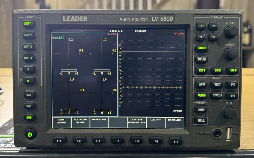 Leader LV5800 HD/SD-SDI Multi-Monitor with SDI & AES Input & DVI Output Modules - Image 4 of 4