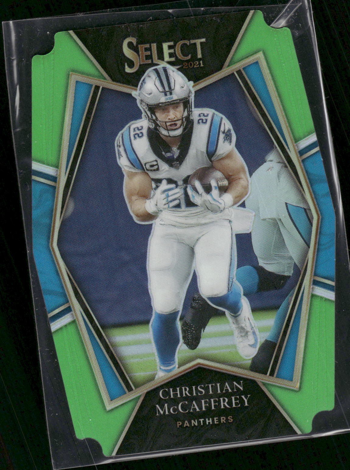 2021 Panini Select #107 Christian McCaffrey #/349 Neon Green Prizm Die Cut