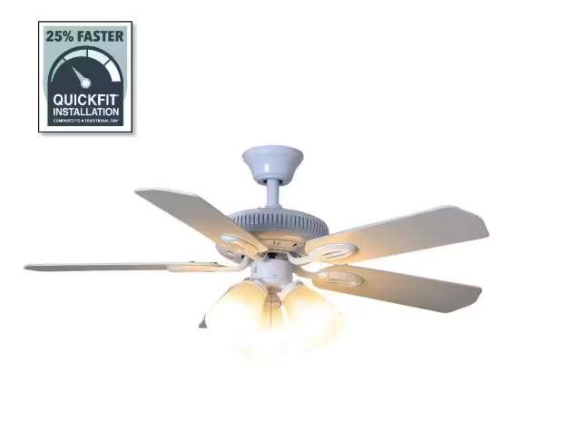 Hampton Bay Glendale 42 in. LED Indoor White Ceiling Fan with