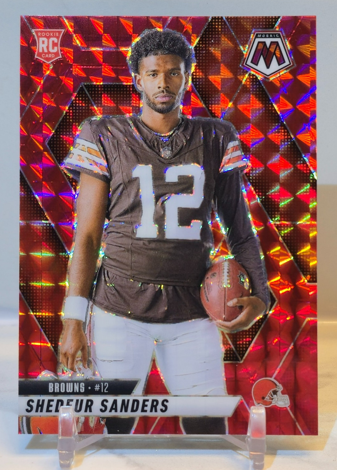 SHEDEUR SANDERS RC 2025 Mosaic ROOKIE VARIATION - MOSAIC RED PRIZM #290 Browns