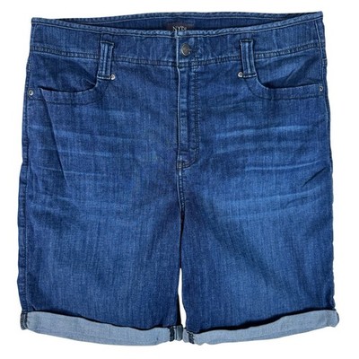 NYDJ Ella Blue Dark Wash High-Rise 8'' Inseam Denim Bermuda Shorts Women's 16