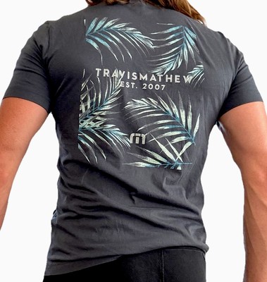 Travis Matthew Men's Black Gray Short Sleeve Graphic Print T-Shirt S Palms