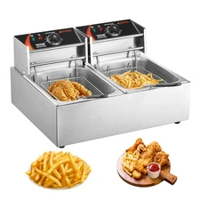 VEVOR Commercial Electric Deep Fryer Countertop Fryer 3000W Dual Tank 2x9Qt/8.6L