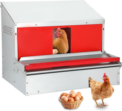 Redants Chicken Nesting Box, Metal Chicken Laying Box with Roll Away Egg Collect