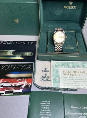 ROLEX   Oyster Perpetual Date 15053 SS & 18K Full Set With Extra Dial ~Preloved