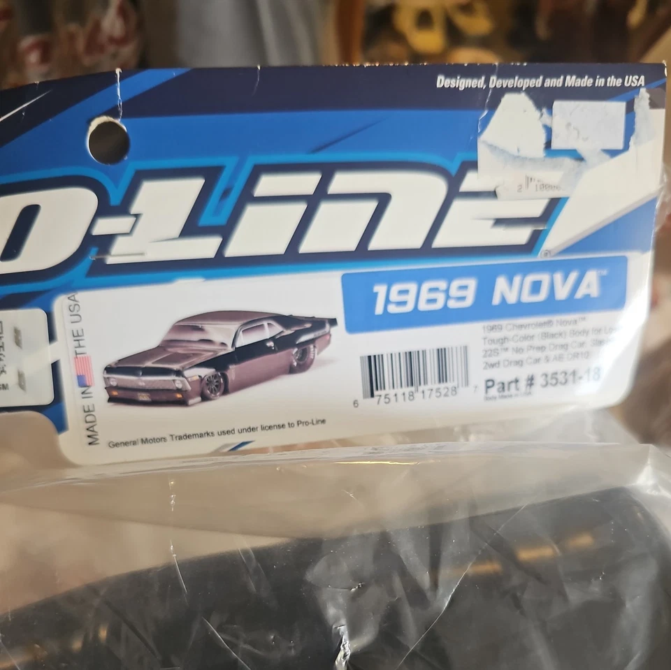 Pro-Line 1969 Chevrolet Nova Tough-Color Black Body 1/10 Slash 2WD SC Drag Car - Image 3 of 4