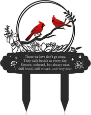 Cardinal Grave Decorations for Cemetery - Metal Memorial Plaque for Loved Ones,
