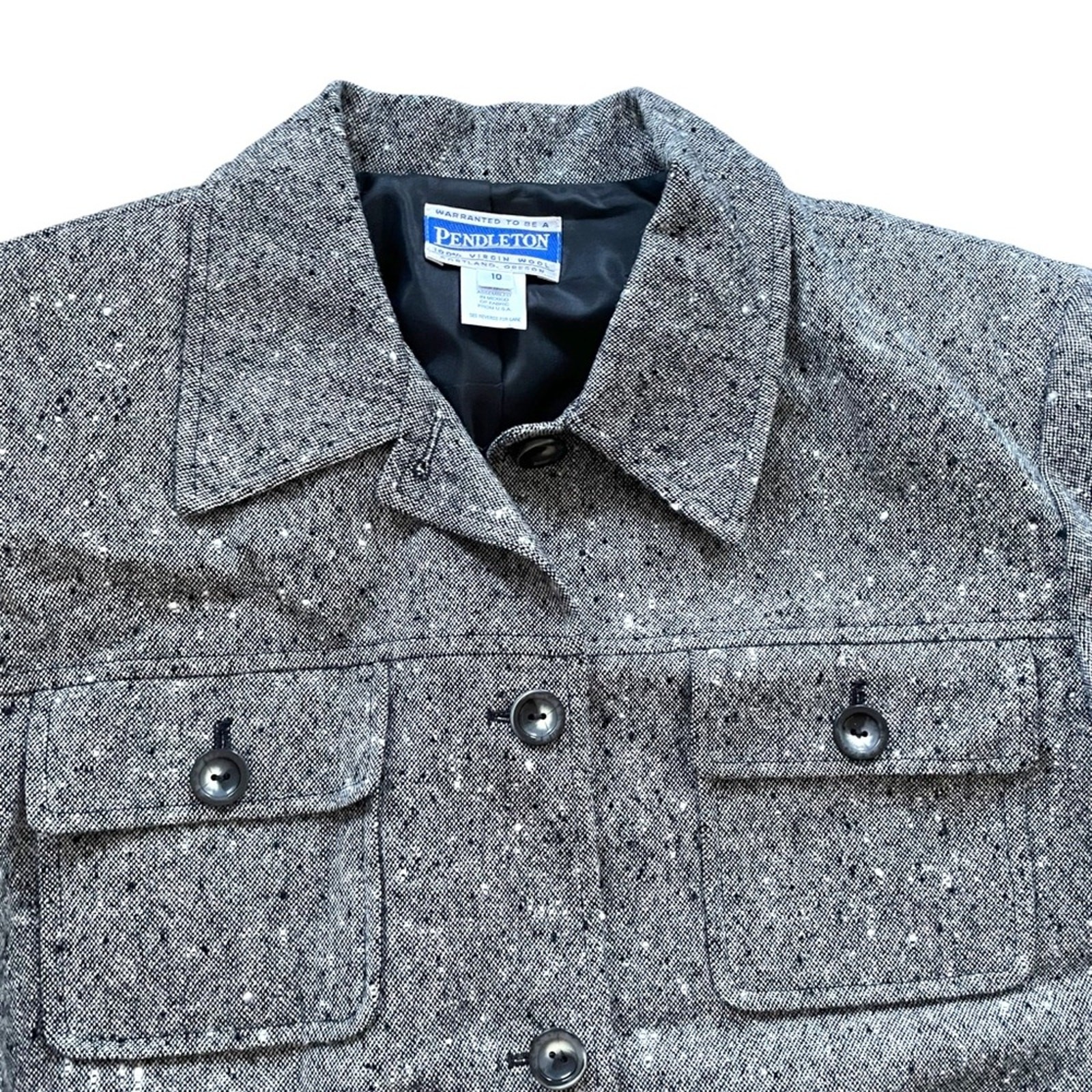 Pendleton Shacket Shirt Jacket Gray Speckled Wool… - image 3