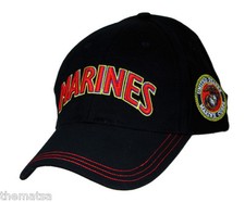 MARINE CORPS MARINES SIDE EGA LOGO 3-D BLACK MILITARY HAT CAP