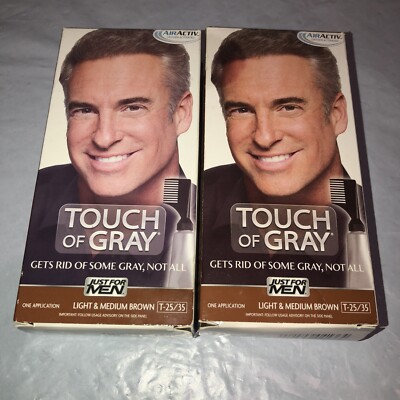 NEW Lot Of 2 Touch Of Grey Men s Hair Color Light And Medium Brown T25/35