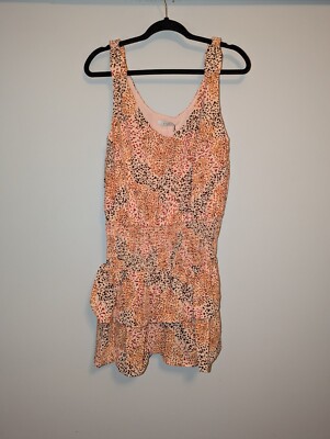 Lush Mini Dress Sleeveless Smocked Tiered Orange Tie Straps Size Medium Summer 