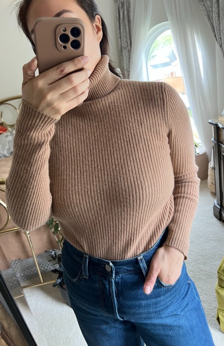 State Cashmere The Ribbed Turtleneck Basic Sweate… - image 2