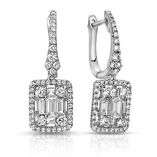 Fine 18K White Gold 1.77 Ct Natural Diamonds 26mm Dangle Earrings