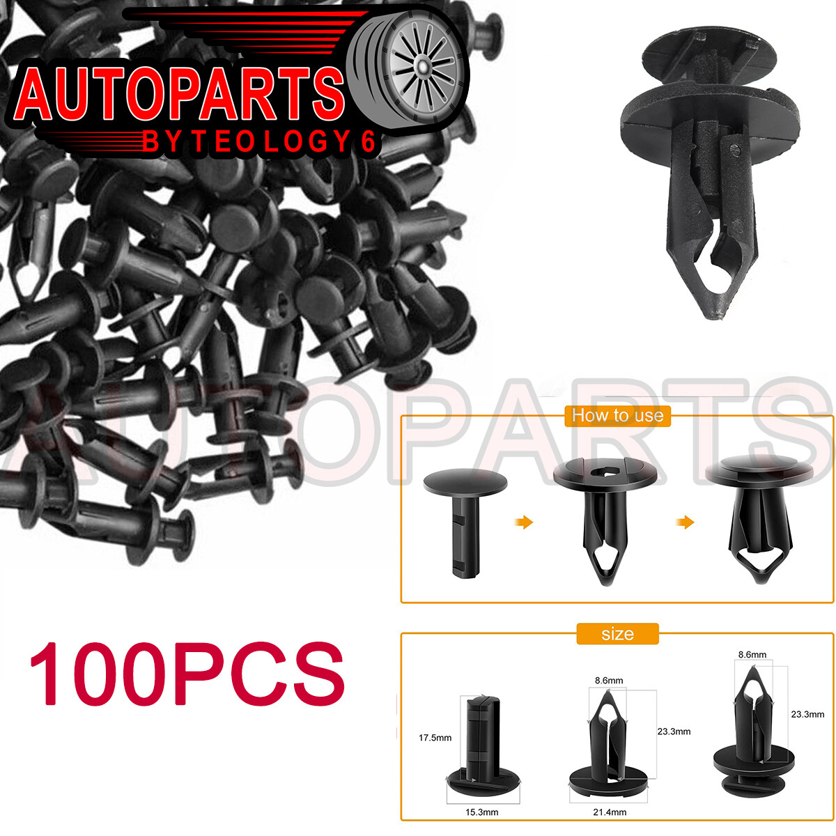50/100pcs 8mm ABS Plastic Fender Clip Body Rivet Hole Clips Bolts - Foto 3