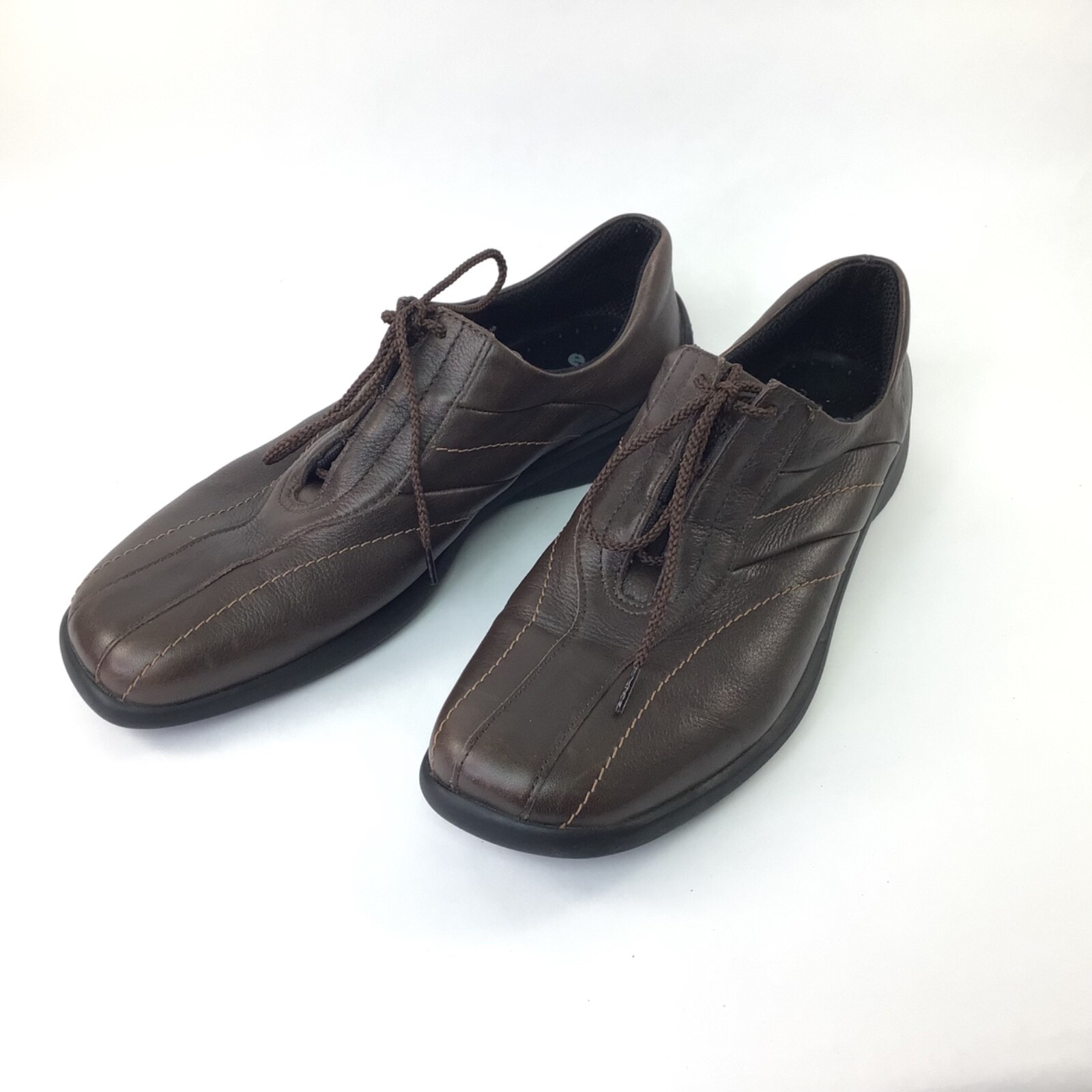 SAOLA Scarpe stringate da donna Ecco US 6 1 2 marroni punta quadrata morbida suola in lattice