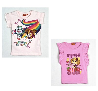 Neu Nickelodeon PAW PATROL Mädchen T-Shirt mit Aufdruck Glitzer Gr. 98/104, 104