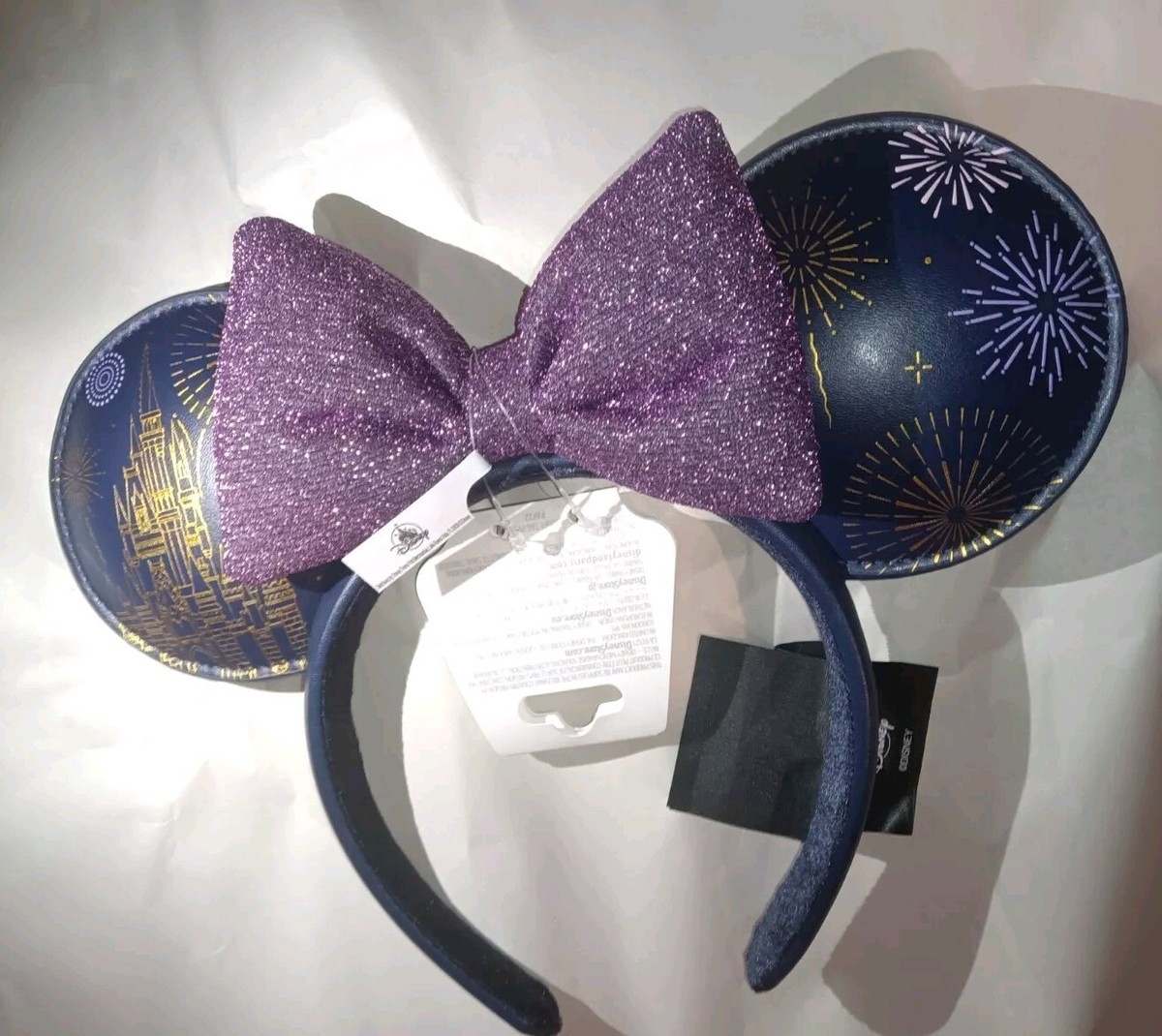 Sparkling Purple Bow Navy Fireworks Mickey Ears Headband New Purple Walt Disney World Fireworks Spirit Jersey, Ears  main image 2