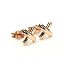 9ct Rose Gold Raised Kiss Stud Earrings / Studs / Earring / Crosses