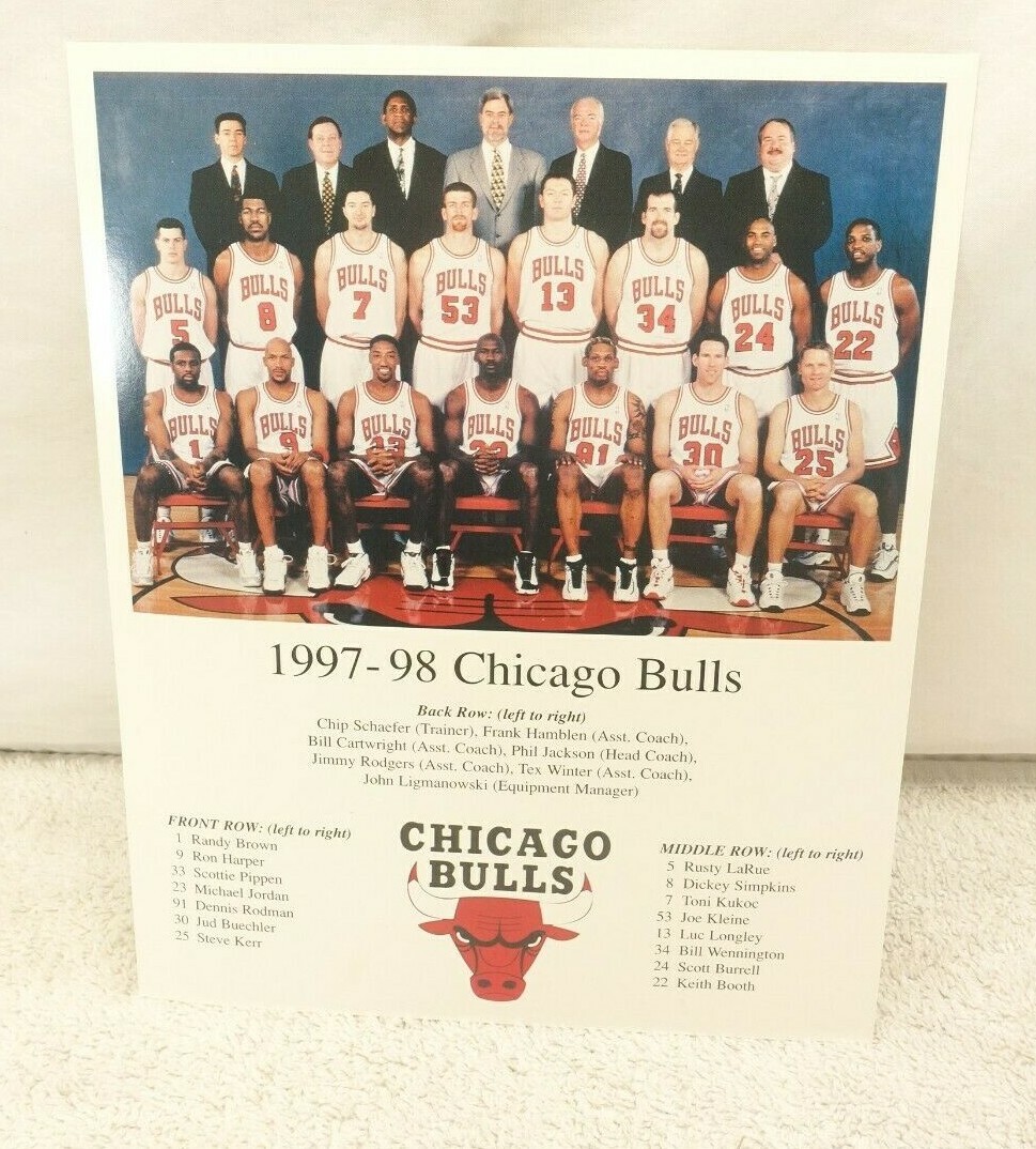 Team Campeon Nba 1997 RARE 1997-98 CHICAGO BULLS COLOR TEAM MATTED