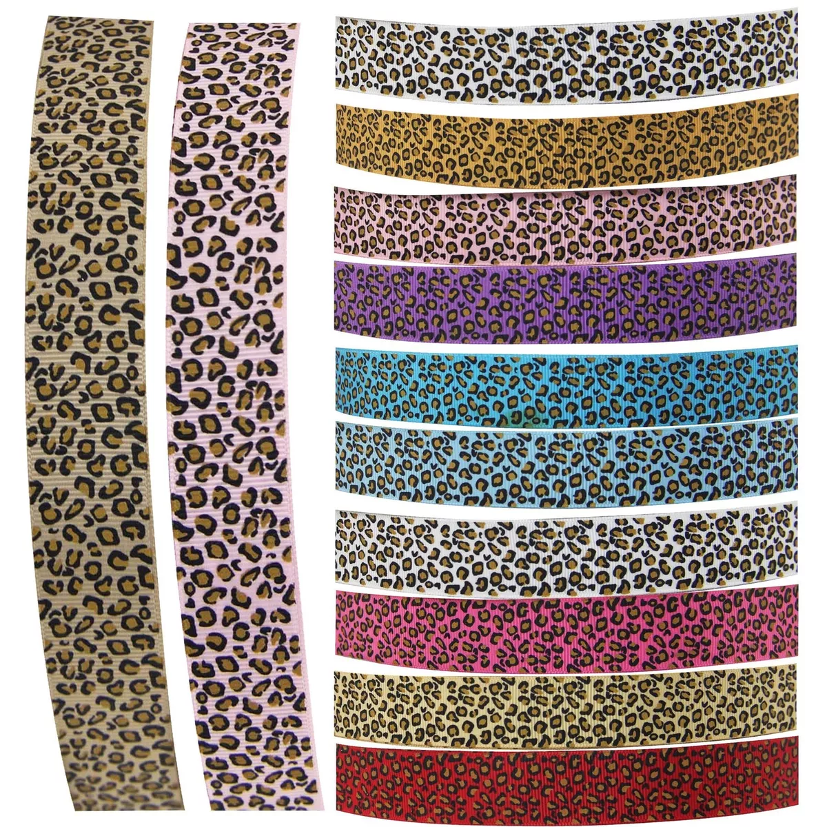 Premium Grosgrain Leopard Print Ribbon 3 Metres Cheetah Giraffe Animal