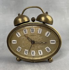 Ancien réveil ovale doré Goldbuhl West Germany vintage