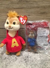 Ty Beanie Baby Alvin Chipmunk plush & Mcdonald’s Simon The Chipmunks Toy
