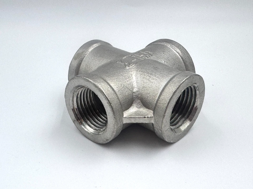 STAINLESS STEEL 4 WAY 1/2" NPT PIPE CROSS UNION HEAVY DUTY CAST CLASS 150 - Image 2 of 3