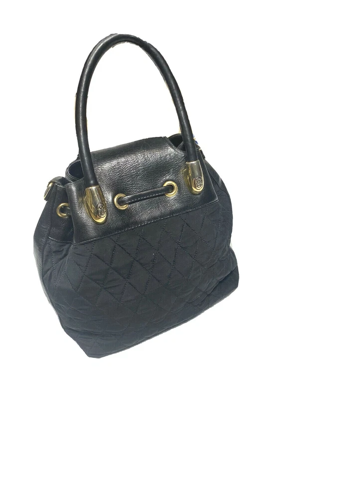 Marino Orlandi Bolso Cubo Acolchado Cuero Diseñador Bolso Lujo Negro Dorado Cartera Foto 4 de 4