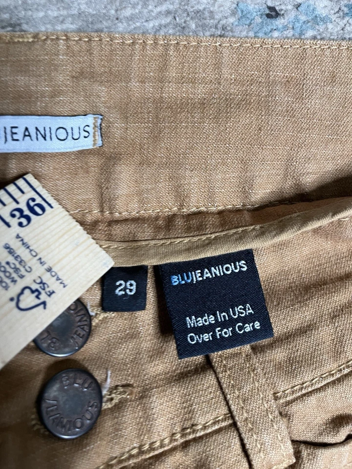 Pantalones de mezclilla de diseñador para mujer Blu Jeanious marrón tostado talla 29 Foto 3 de 4