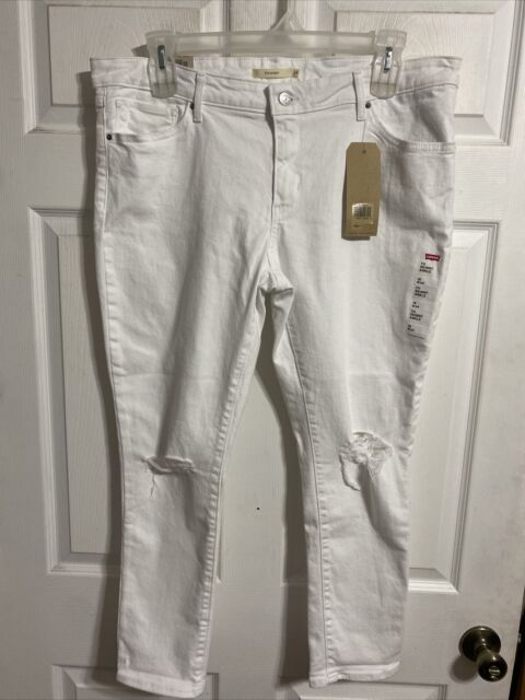 Levis 711 SKINNY Ankle Jeans Size 34 Womens 18 White Denim Distressed  195580067 for sale online | eBay