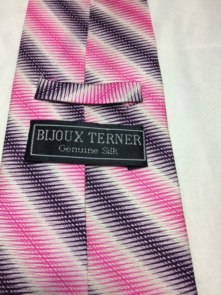 BIJOUX TERNER CORBATA HOMBRE ROSA Y MORADO RAYAS 3,75 X 59 Foto 4 de 4