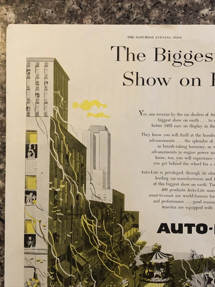 Auto-Lite 1954 piezas de automóviles anuncio impreso desfile el espectáculo más grande del mundo de colección años 50 Foto 2 de 4