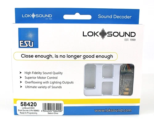 ESU LokSound 58420 V5 BLANK DCC Sound Decoder NMRA 8-pin NEM652 HO Scale NIB