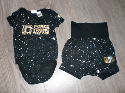 H&M - *STAR WARS* - Body Shorts Set Baby Set - Gr.: 56 - Schwarz/Gold -Neuwertig