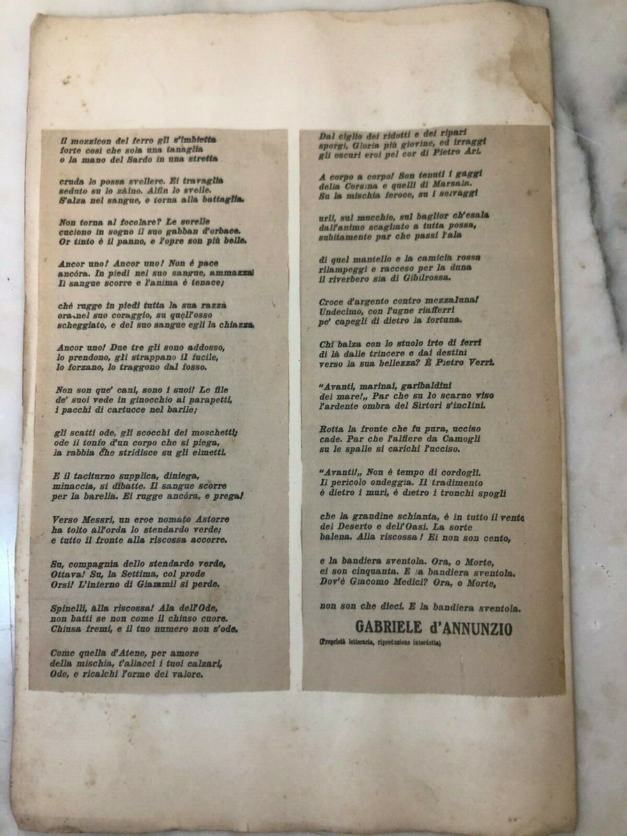 Adam Black Campo Marzio Zaino Raro Gabriele D'Annunzio La Canzone