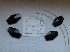 lot 10 ancienne perle verre noir navette de passementerie en jais de Paris 9€