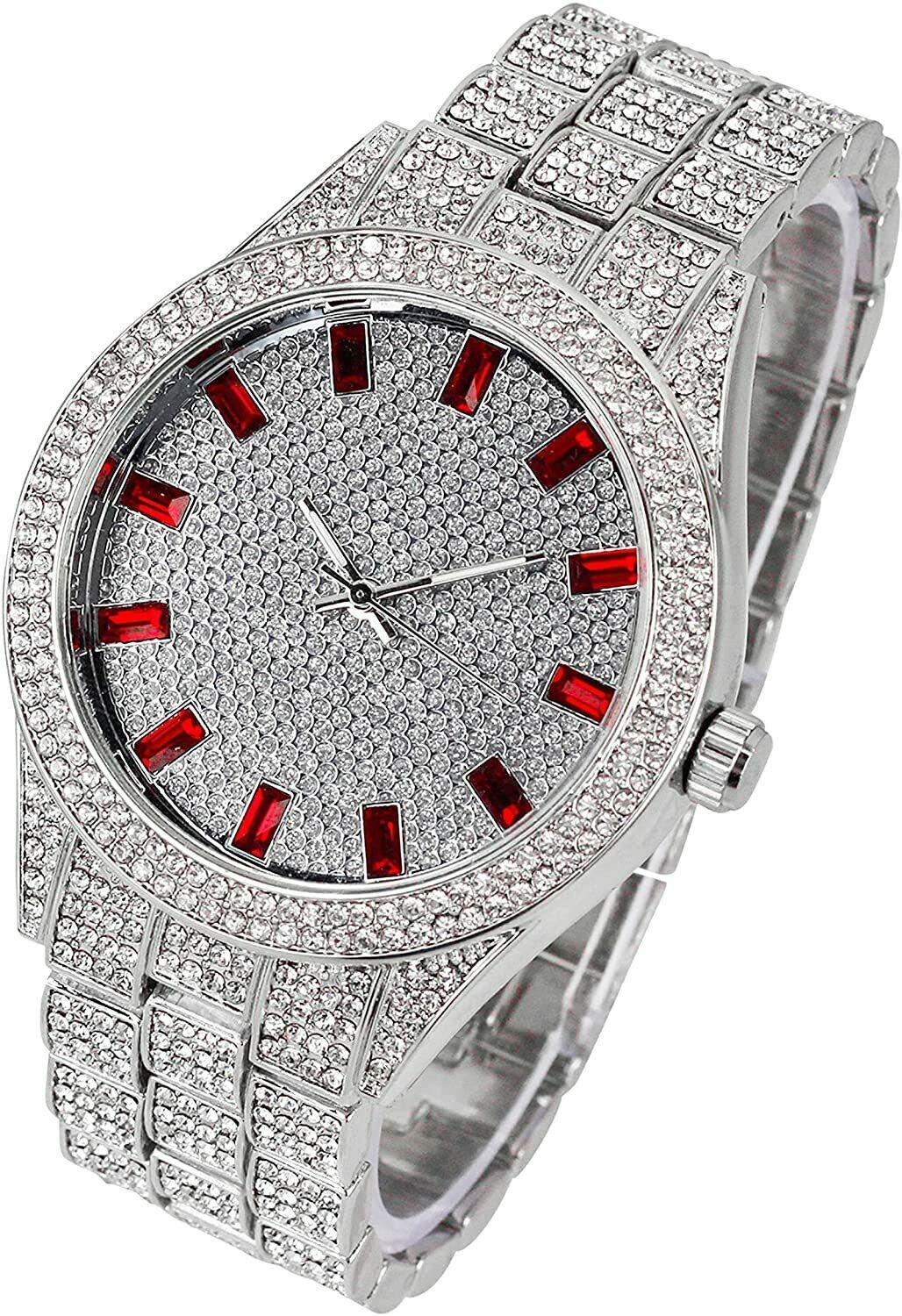 Men's Hip Hop Rapper Silver plated Iced Luxury Simulate Diamond Metal ...