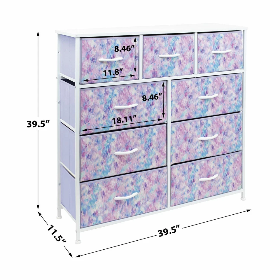 Cómoda para niños Sorbus 9 cajones - Organizador de cofre de almacenamiento de muebles para dormitorio Foto 4 de 4