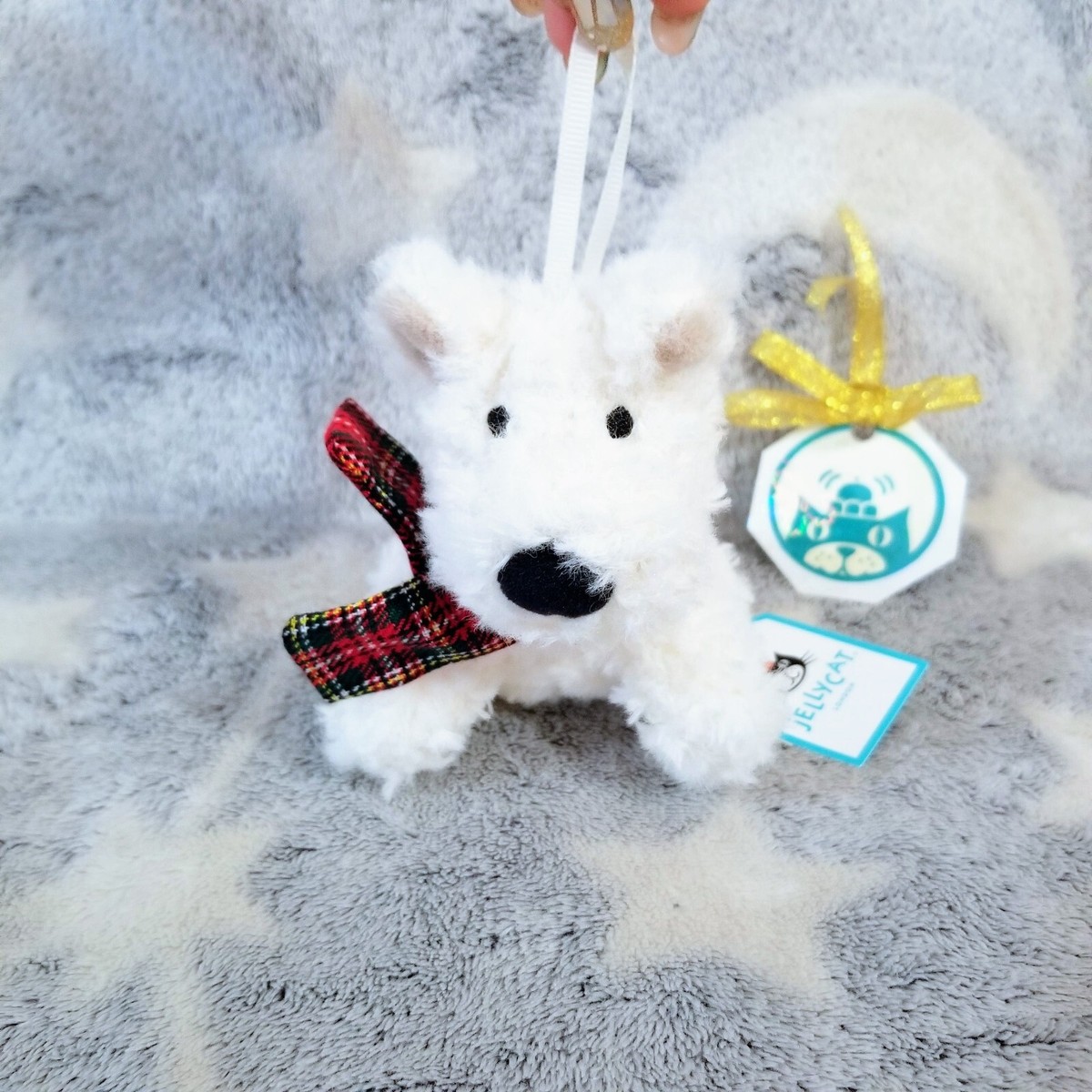 Jellycat MUNRO SCOTTIE DECORATION Dog Red Scarf Ornament New