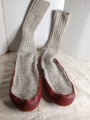 Mens slipper socks sales with leather sole